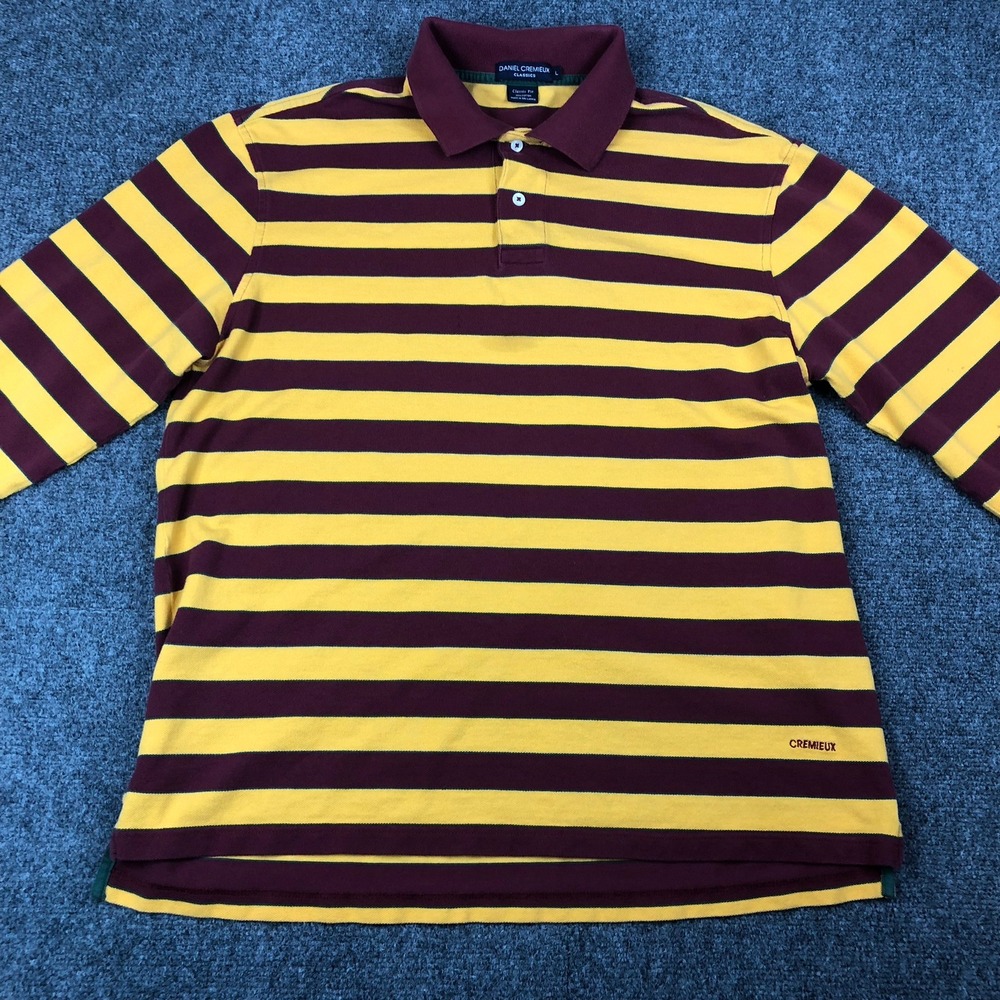 Daniel Cremieux Classic Men Large Long Sleeve Polo Shirt Rugby Stripe - Picture 6 of 11